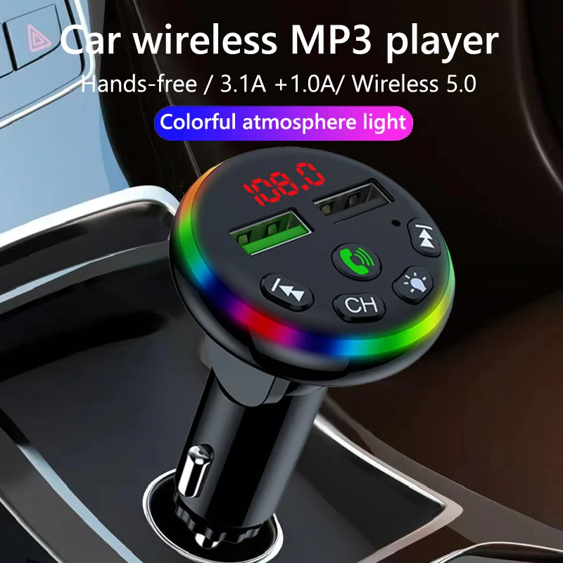 JaJaBor Vezeték nélküli FM Transmitter Dual USB 3.1 Gyors Töltés Töltő, Bluetooth 5.0 Kihangosító Autóskészlet Mp3 Lejátszó FM Modulátor3