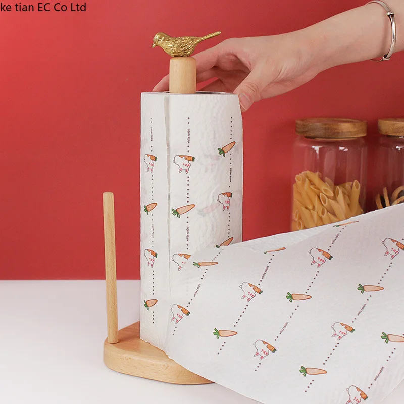 Japán bükk réz kar papírtörölközőt jogosultja konyha tömörfa függőleges tároló állvány roll papír tartó asztali dekoráció2