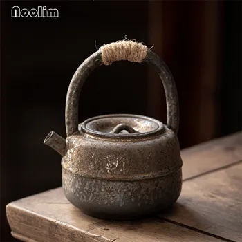 Japán Durva Kerámia Retro Kézzel készített Teáskannát, a Fogantyú Kerámia Nagy Kapacitású teáskannában Kung Fu Tea Kettle Teaware 450ML