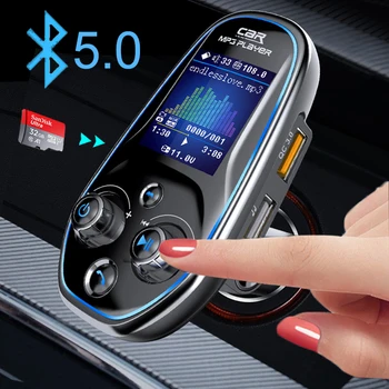 JINSERTA Bluetooth 5.0 FM Transzmitter Vezeték nélküli Autós MP3 Lejátszó Audio Adapter Kihangosító TF USB-Zene-Autó QC3.0 Töltő