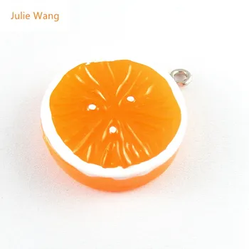 Julie Wang 5DB Mini Gyanta Varázsa Gyümölcs, Élénk Narancssárga Alakú Függők, Kézzel készített Lóg Cipzár Ajándék Karkötő Kézművesség Tartozék