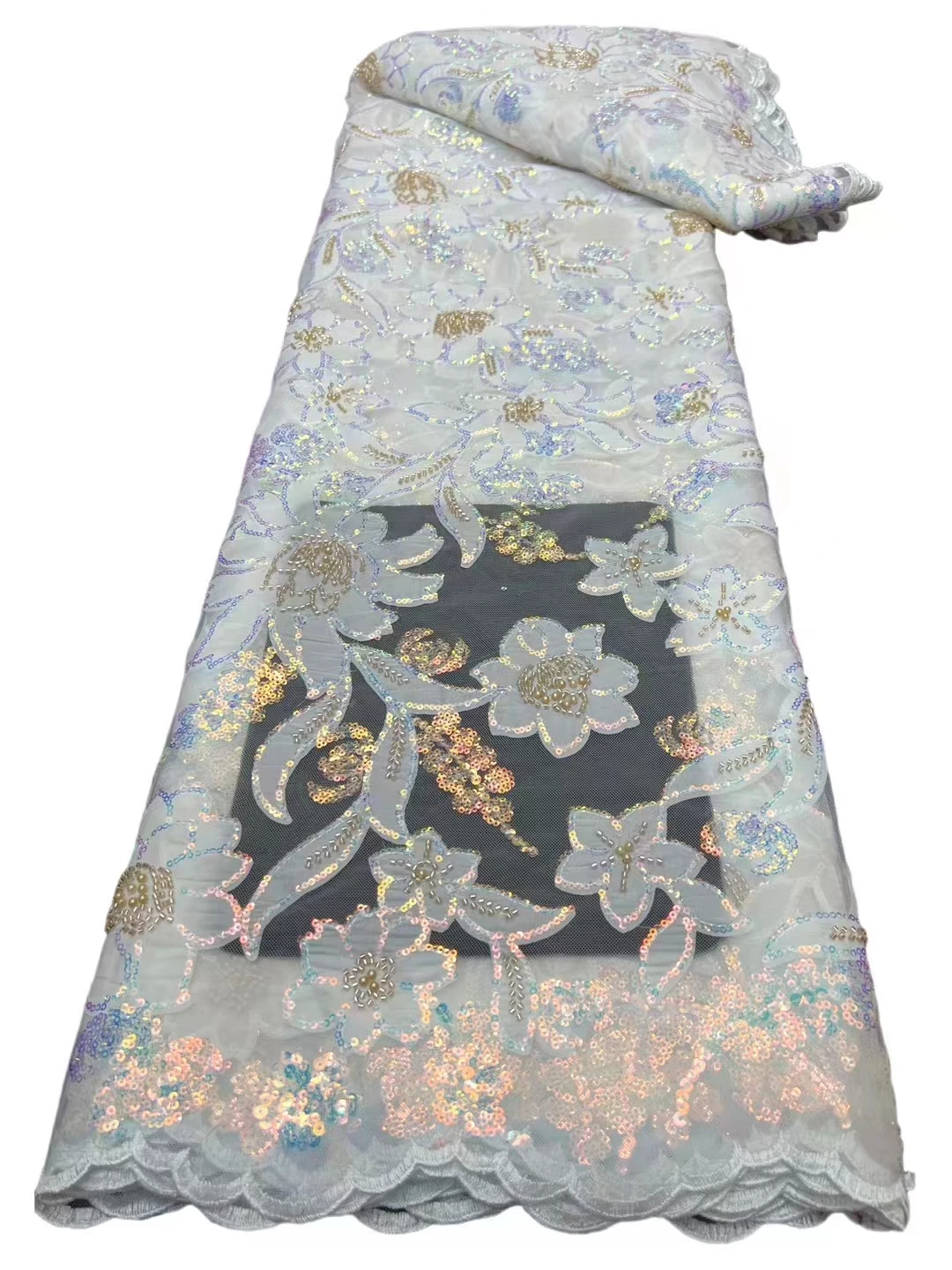 Jól gyöngy cső sequin hímzéssel anyag, kiváló minőségű hímzett csipke cheongsam ruhák ruhák, 5 méter5