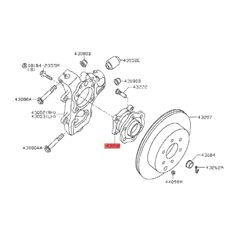 Kerékcsapágy Assy Nissan Pathfinder R51 2005-2013 Kerék Csapágy Egység 43202-ZP80A4