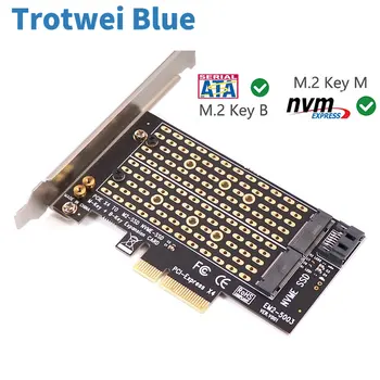 Kettős M2 NVME M. 2 M Gombot SATA B gombot, SSD, PCI Express PCIe 3.0 Átalakító Adapter Kártya 2230 2260 2280 Támogatja a PCI-e X4 X8, X16