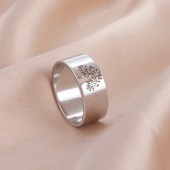 Kkjoy Gyűrűk Nők Rozsdamentes Acél Élet Fája Hullám Levelet Üreges Gyűrű Geometriai Egyszerű Vágás Trendi Ékszerek Évfordulós Ajándékokat