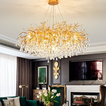Kristály Csepp Csillár lámpa Nappali Dekoráció Modern Luxus Led Csillár Villa Csillárok Beltéri medál Fény