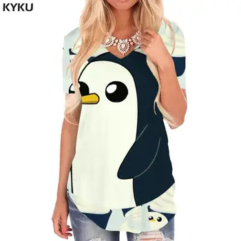 KYKU Pingvin T-shirt a nők Állat, V-nyakú Tshirt Szép pólók 3d Harajuku Tshirts Nyomtatott Női Ruházat Hip-hop Laza Új