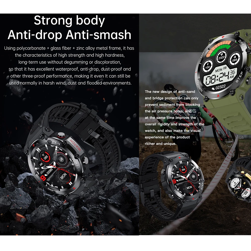 Kültéri Okos Órák Férfiak Nők Blue Tooth Hívás Smartwatch 100+ Sport Modellek Szívverés 400mAh 360*360px Watchband Aludni, Zene5