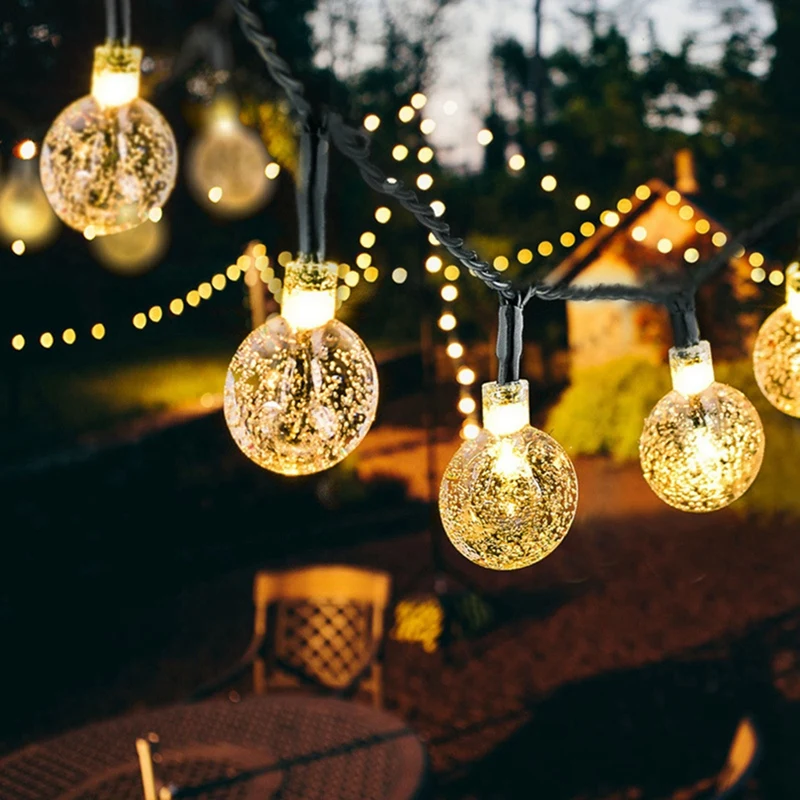 LED String Lámpa Napelemes Lámpák Kültéri Kerti Esküvő Party Dekoráció Lámpa Vízálló Karácsonyi Koszorú3