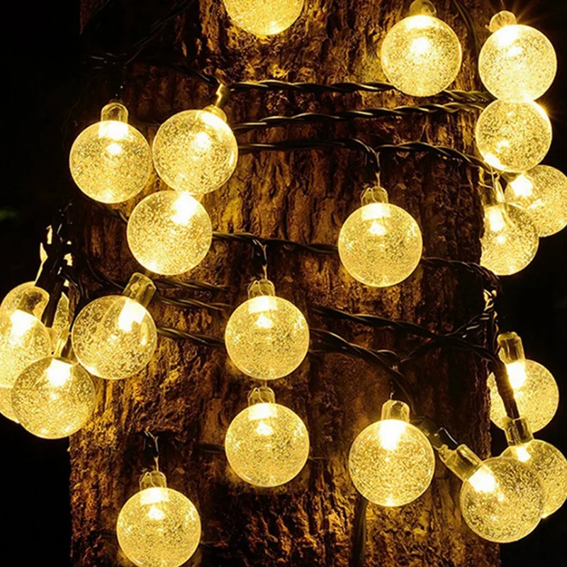 LED String Lámpa Napelemes Lámpák Kültéri Kerti Esküvő Party Dekoráció Lámpa Vízálló Karácsonyi Koszorú4