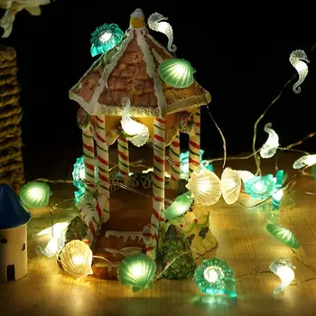 LED tündérfény Óceán Sorozat Girland Garland a kagylóban Csikóhal String Fény, Karácsonyra, Szülinapi Esküvő Party Dekoráció