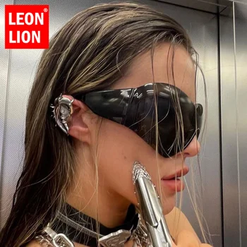 LeonLion 2023 Új Y2K Napszemüveg Nők Túlméretezett Egy-darab Szemüveget a Nők/Férfiak Disco Szemüveg Nők Vintage Lentes De Sol Hombre