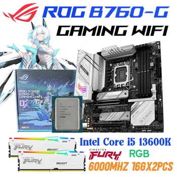 LGA 1700 Alaplap DDR5 Asus ROG STRIX B760-G JÁTÉK WIFI B760 Alaplap Combo i5 13600K Processzor Kit Kingston DDR5 Memória