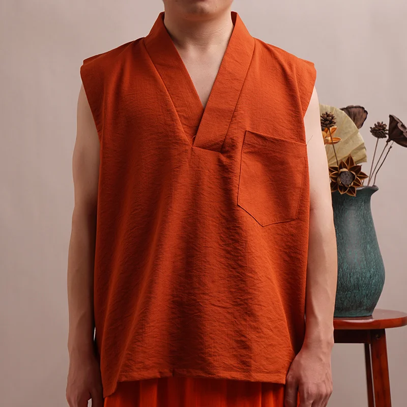 Láma szerzetes ruhát lélegző nyári rövid ujjú mellény vékony Tibeti szerzetes ruhát Tibeti Buddhista szerzetes ruhát Dongga0