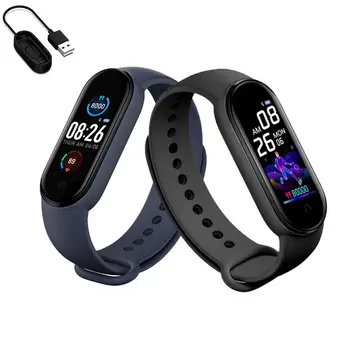 M5 Intelligens Karóra Férfi Női pulzusmérő Vérnyomás Fitness Tracker Smartwatch Zenekar 5 Sport Karóra IOS-Android