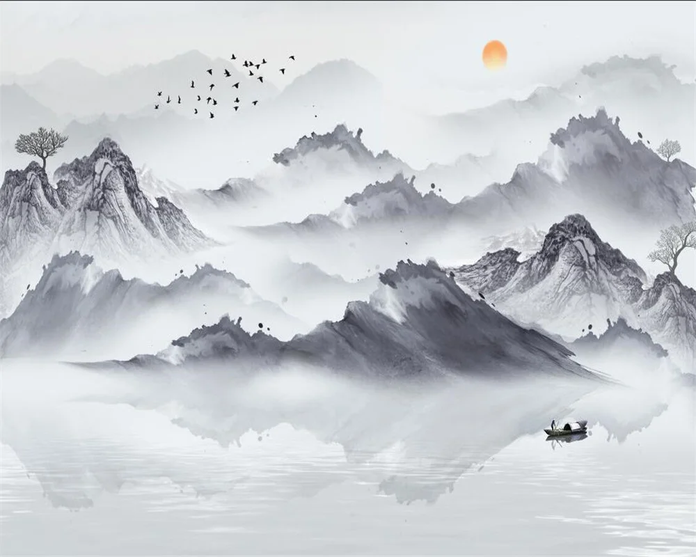 Milofi új Kínai tájképfestészet háttérkép, TV háttérképet, film falfestmény, nappali háttérkép, kanapé wallpap1