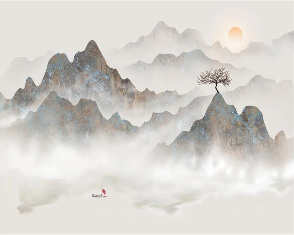 Milofi új Kínai tájképfestészet háttérkép, TV háttérképet, film falfestmény, nappali háttérkép, kanapé wallpap3