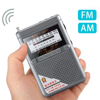 Mini AM /FM /SW Rádió Hordozható Hangszóró, MP3 Lejátszó Fejhallgató-csatlakozó Támogatja az USB TF Kártya Játék Pocket Rádiók