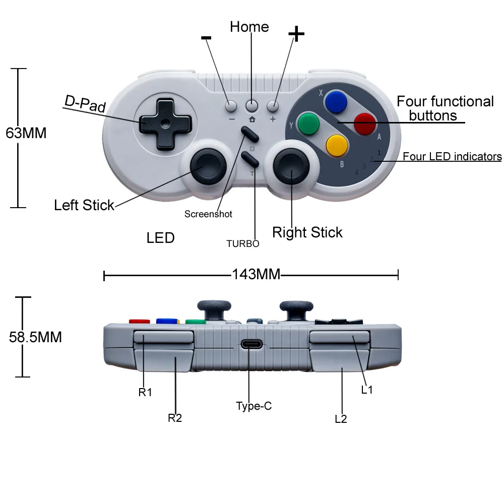 Mini Vezeték nélküli Bluetooth -kompatibilis Gamepad Joystick Konzol Távoli Vezérlő Pro Gamepad A Nintendo Kapcsoló a Windows PC0