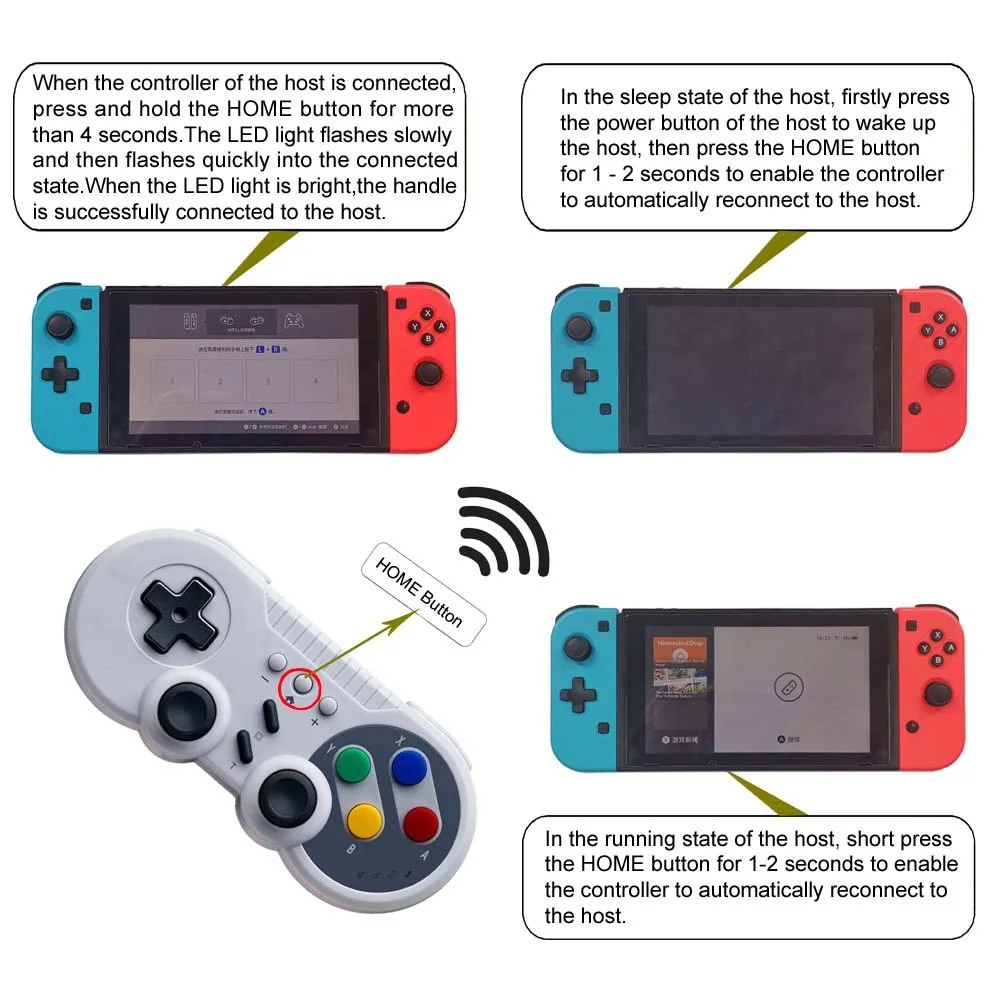 Mini Vezeték nélküli Bluetooth -kompatibilis Gamepad Joystick Konzol Távoli Vezérlő Pro Gamepad A Nintendo Kapcsoló a Windows PC1