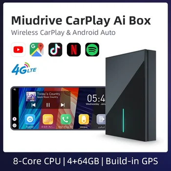 Miudrive Ai Doboz 4+64G Vezeték nélküli Apple CarPlay Netflix Youtube Spotify Google Play Store 4G GPS Audi Benz VolksWagen