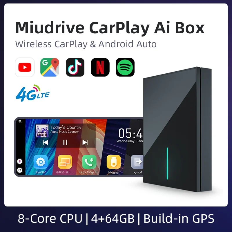 Miudrive Ai Doboz 4+64G Vezeték nélküli Apple CarPlay Netflix Youtube Spotify Google Play Store 4G GPS Audi Benz VolksWagen0