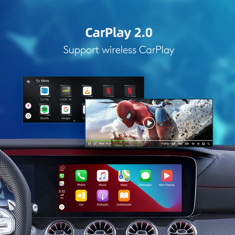 Miudrive Ai Doboz 4+64G Vezeték nélküli Apple CarPlay Netflix Youtube Spotify Google Play Store 4G GPS Audi Benz VolksWagen1
