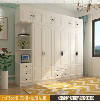 Modern szekrény Európai stílusú hálószoba bútor fa közgyűlés tömörfa szekrény