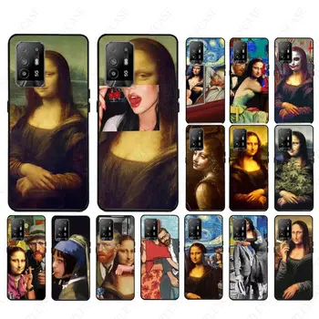 Mona Lisa vicces Paródia a Művészet Van gogh Csillagos hátlapot Az OPPO A12 A15 A74 A94 5G A3S A5S A9 2020 A52 A53S A72 5G A73 A91 Esetekben