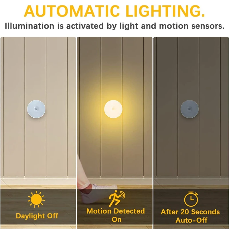 Mozgásérzékelő Lámpa LED-es Éjszakai Fény, USB Újratölthető Szabályozható Este Lámpa Vezeték nélküli Hálószoba, Konyha Szekrény Energiatakarékos Lámpák4