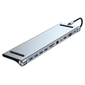 Multi-Port C Típusú ELOSZTÓ Adapter 11 1 HDMI-Compat, hogy USB3.0 Rj45 Dokkoló Állomás
