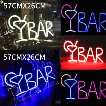 NAGY MÉRETŰ LED Bar Alá Neon Fény Üzleti Távoli Módok(Flash) Meleg Fények BÁR világít Levelet Sört Jel Este lámpa 10 Szín
