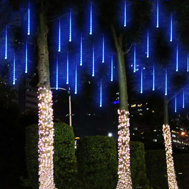 Napelemes LED Meteorzápor Fény Ünnep String Fény Vízálló Fairy Garden Decor Kültéri Led Utcai Garland Karácsonyi Dekoráció2