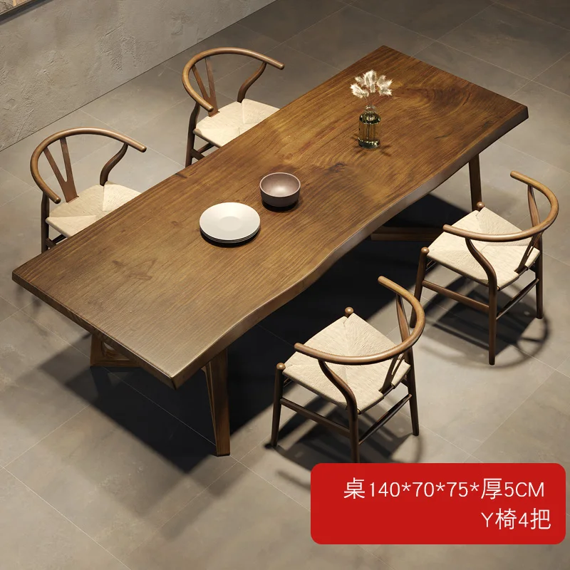 Napló asztal, szék kombináció téglalap alakú háztartási hosszú asztal modern tea asztal retro Északi kávézó tömör fa asztal1