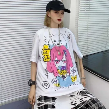 NiceMix hercegnő póló női pink esztétikai lányok 90-es évek tshirt harajuku Rajzfilm nyomtatási Grafikus nyári póló felső póló női