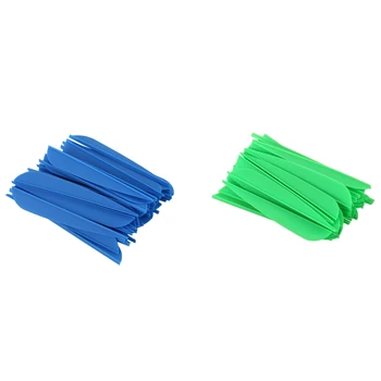Nyilak Lapátok 4 es Műanyag Toll Fletching DIY Íjászat Nyilak 100 Csomag(Kék&Zöld)