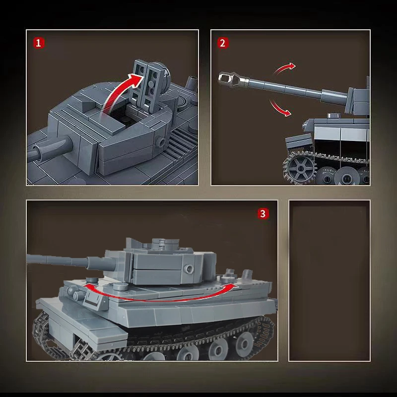 Német Király Tigris Harckocsi Modell építőkövei Hadsereg WW2 Katona Adatok Ember Fegyver Tégla Gyermek Fiú Játékok Ajándék2