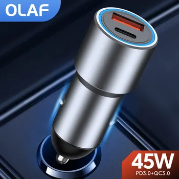 Olaf 45W Mini USB Autós Töltő Gyors Töltés 3.0 Gyors Töltés Töltő iPhone Xiaomi Auto C Típus PD 3.0 Mobil Telefon Töltő