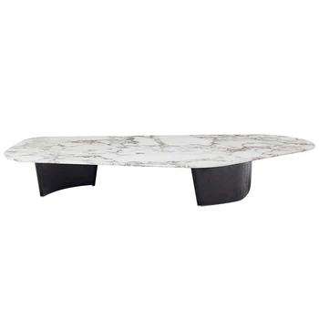 Olasz egyszerű kerek márvány dohányzóasztal világos luxus stílusú Skandináv stílus tervező, nappali, háztartási táblázat