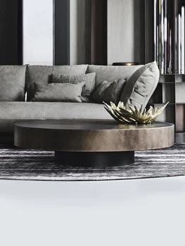 Olasz minimalista rozsdamentes acél dohányzóasztal egyszerű, modern, világos luxus nappali kreatív méret kerek dohányzóasztal magasság