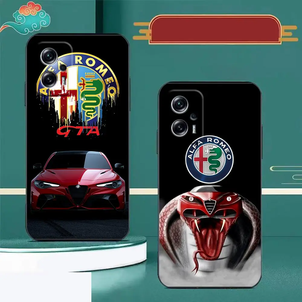 Olaszország Autó-Alfa R-Romeo Esetben Redmi Megjegyzés 12 11 11R 11SE 11-11T 11E 10 10 9 9T 9S 8 8 TONNA Pro Plus 4G 5G Fekete Borító Érdekesség1
