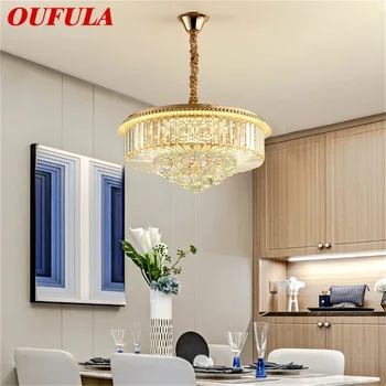 OUFULA Arany Csillár Lámpa, Lámpatestek Medál Fény Posztmodern Luxus Otthon LED Nappali Étkező