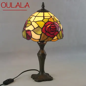 OULALA Tiffany asztali Lámpa LED Kreatív, Modern Virágok Üveg ágy mellett, asztali Lámpa Dekoráció Az Otthoni Nappali Hotel Hálószoba