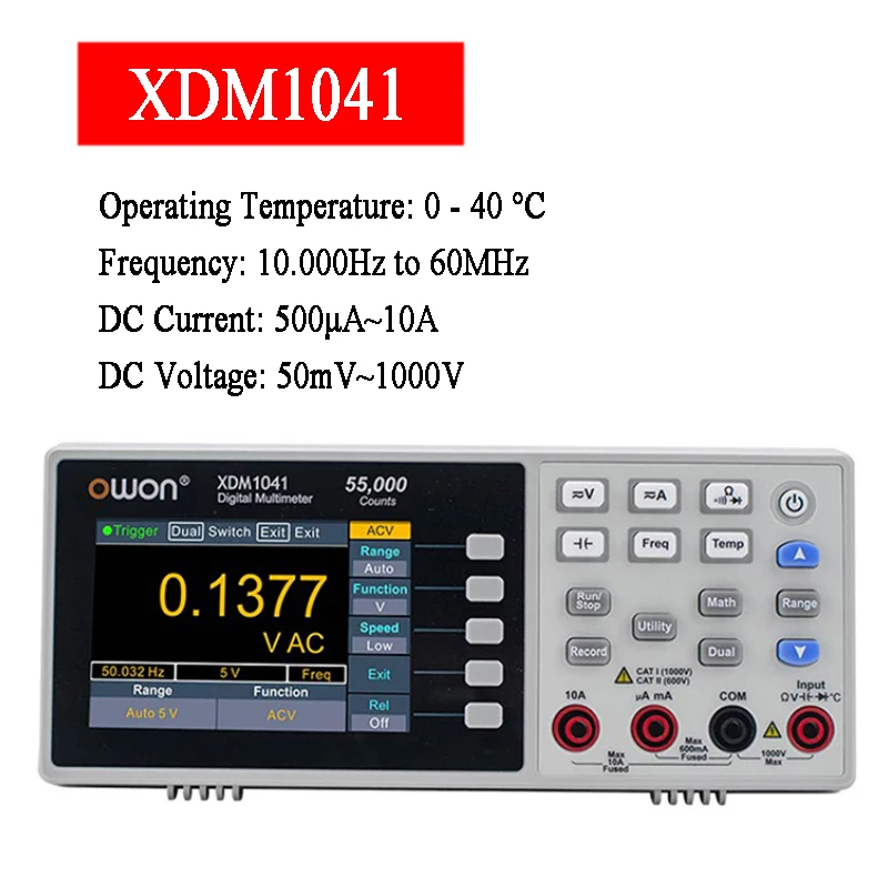 OWON XDM1041 Digitális Multiméter Hordozható Padon 4 1/2 55000 Számít Valódi RMS 3,5 hüvelykes LCD USB-DC/AC Jelenlegi Voltmérő Hőmérséklet1