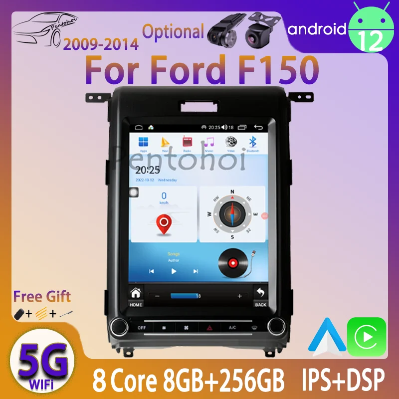 Pentohoi Autórádió Ford F150 2009-2014 Tesla Függőleges Képernyő Carplay Navigátor Multimédia Lejátszó Sztereó Auto Android120