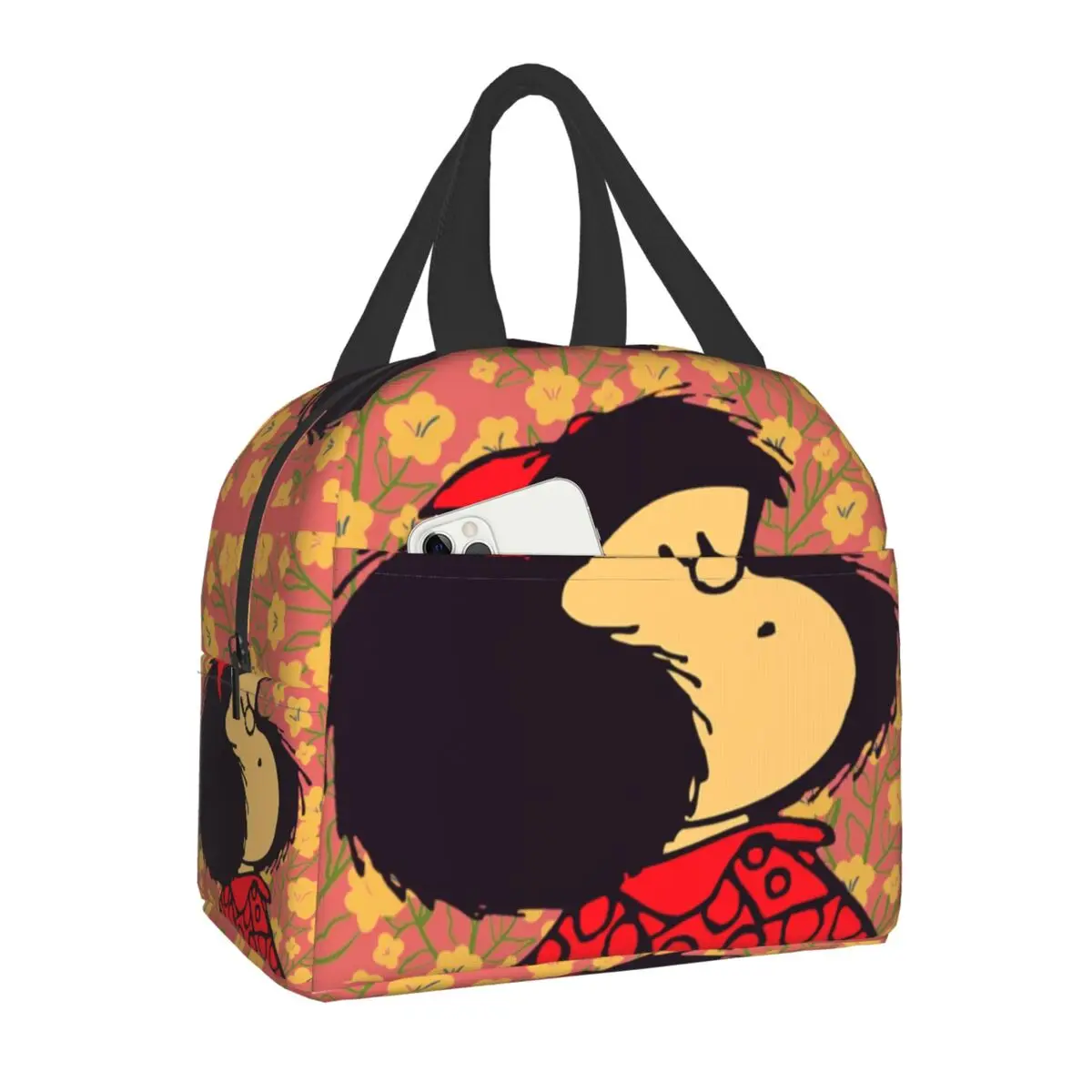 Quino Képregény Mafalda Szigetelt Ebéd Táska Gyerekeknek Nők Resuable Hűvösebb Termikus Ebédet Irodai Munka Iskola Hordozható Piknik Táskák0