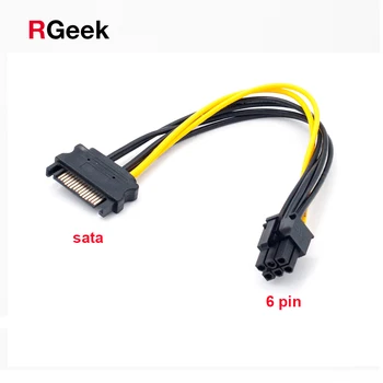 RGEEK 20CM SATA 15pin 6 Pin PCI-E PCIE Express Grafikus Átalakító Adapter Kábelek