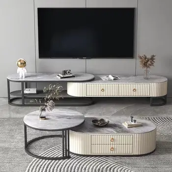 Rock testület TV szekrény kombináció, modern kis egység nappali, ovális alakú háztartási, modern, minimalista