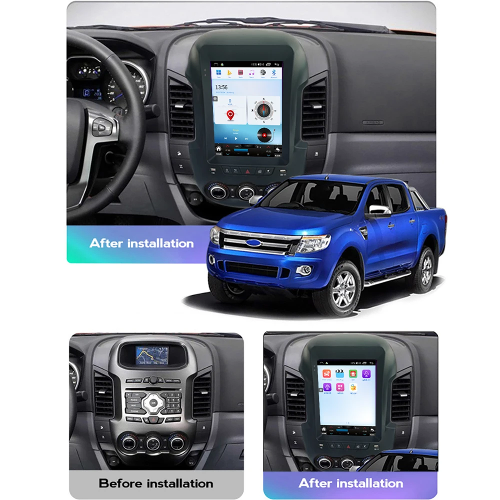Rádió Ford Ranger 2012-2016 Android Tesla Típusú Képernyő Fejegység Autó Multimédia, Videó Lejátszó, WIFI Beépített vezeték nélküli Carplay3