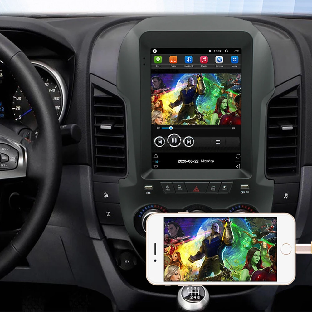 Rádió Ford Ranger 2012-2016 Android Tesla Típusú Képernyő Fejegység Autó Multimédia, Videó Lejátszó, WIFI Beépített vezeték nélküli Carplay4